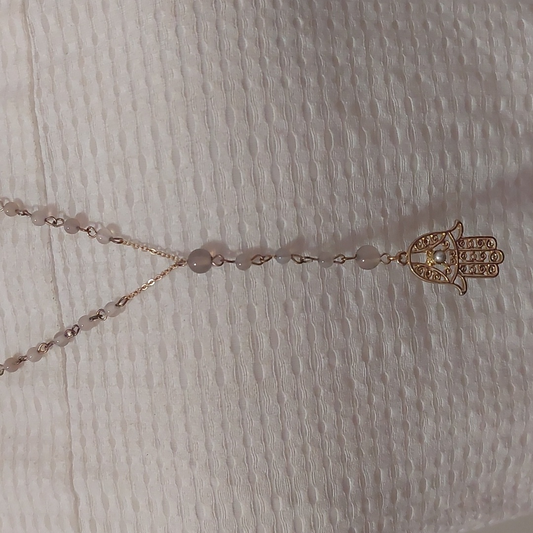 Y-Drop Hamsa Pendant Gold Tone Necklace